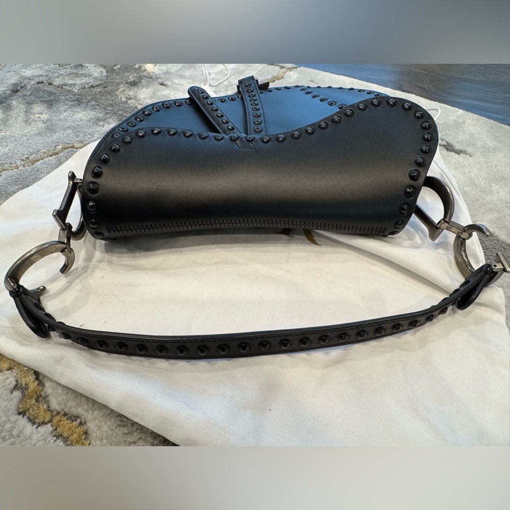 Dior RARE LIMITED EDITION Saddle Bag Studded Black Leather - Picture 13 of 15